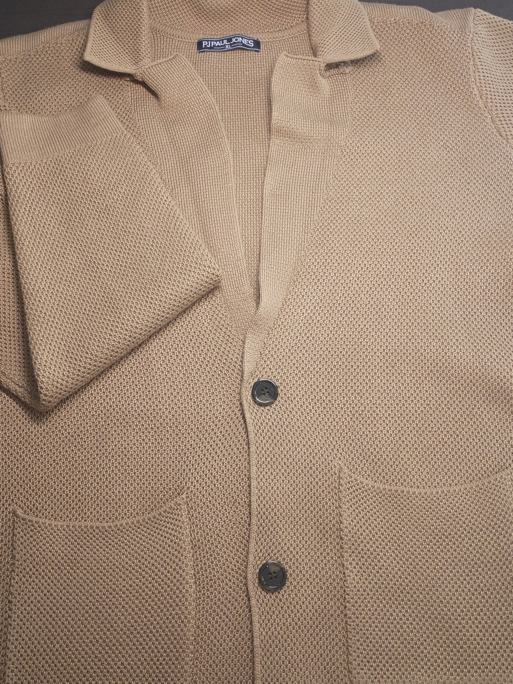 PJ Paul Jones Men's XL Tan Knit Shirt Jacket. Like NEW.